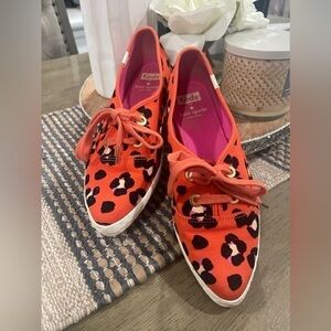 Kate Spade X Keds 7 1\2Sneakers Pointed Toe Orange Black Floral